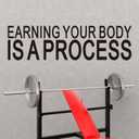 4 x VODOE Earning Your Body is a Process Wall Decals Motivational Gym Quotes Wall Stickers Inspirational Yoga Exercise Sports Positive Fitness Garage Art Vinyl Wall Decor 25"X7"