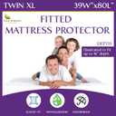 Twin Extra Long (XL) Waterproof Mattress Protector - Fitted Sheet Style - Hypoallergenic Premium Quality Cover Protects Against Dust