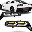 Taillights Compatible with 7th Gen Chevy Corvette Coupe C7 2014-2019 All Models, LED Brake Lamp with Dynamic Animation Running Light Bar and with Switchback Turn Signals white LENS TYPE pair