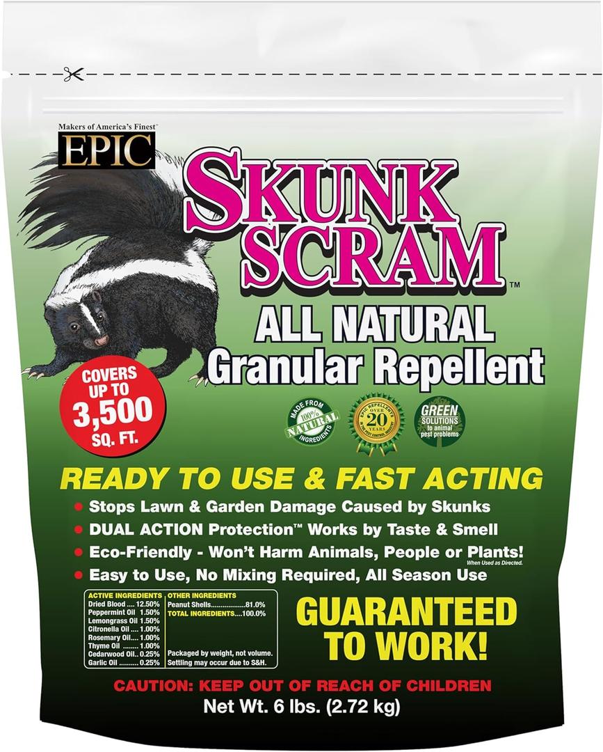Skunk Scram All Natural Granular Repellent - 6 lb. Bag - Epic Skunk Scram All Natural Granular Repellent - 6 lb. Bag - Epic