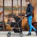 BestPet Pet Stroller Cat Dog Cage Stroller Travel Folding Carrier,Black