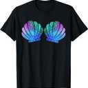 Mermaid Sea Shell Bra Costume Matching Party Graphic Mermaid T-Shirt M