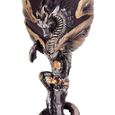 Medieval Flame Dragon Holding Sword Goblet Resin Wine Cup with Stainless Steel Lining Unique Hand-Painted Cup Father's Day Gift (BM030-6)