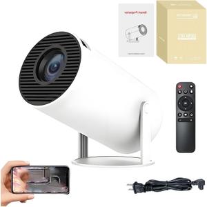 Cineglow Projector, 2025 New Pocketbeam Smart 180 Projector, 4K UHD Smart Mini Bedroom Projector with WiFi and Bluetooth(White)