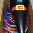 Leitee 46 Pcs Christmas Ring Toss Game Santa Hat Ring Toss Carnival Games for Adults 6 Plastic Cones 30 Rings 1 Cloth Mat 6 Plush Balls 2 Plush Strips and Glue for Christmas Party (Colored)