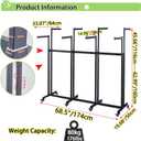 Floor Standing Metal Garment Rack - Heavy Retail Display Racks With Wheels, 8 Arms Clothing Rack, Square Tubing Portable Shirt Racks, Merchandise Display For Hanging Clothes (L-Black)