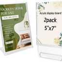 2 Pack 5x7 Inch Sign Holder Vertical, Double-Sided Usage with Swivel Base for Table Display, for Office, Store, Restaurant, Retail Counters, for Menu, Message Board, Note
