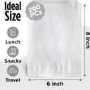 White Paper Sandwich Style Bags (200) 6"x 1"x 8" Dry Wax Grease Resistant Bags. Perfect for Sandwiches, Cookies, Pastries, Take Out, and Gifts