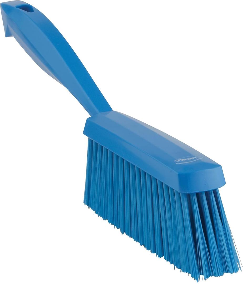 Vikan 45873 Bench Cleaning Brush, Polypropylene/Polyester Soft Bristle Dustpan Brush & Sweeper With Handle, 14-Inch, Blue