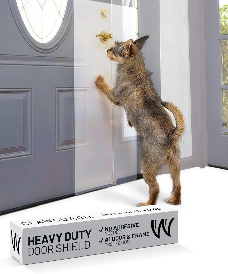 CLAWGUARD Heavy Duty Door Scratch Shield 20x44 in. Door Scratch Protector Dog & Cat Clear Wall, Frame & Furniture Cat Scratch Protectors