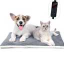 Rest-Eazzzy Heated Cat Bed with Removable Cover, 5 Level Timer & Temperature, Indoor Warming Mat for Cats & Dogs (Heat Pad, Pure-Grey, L)