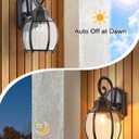 Dusk to Dawn Outdoor Wall Light Vintage Wall Lamp Outside with IP65 Sensor Exterior Light Fixtures Wall Mount Porch Light E26 Exterior Wall Sconces in Black with Gold Rim for House 2-Pack