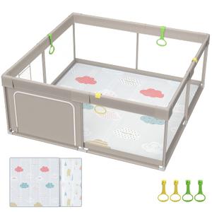 Fodoss Baby Playpen with Mat, 71x59inch Extra Large Playpen for Toddlers, Kids Play Pen with Gate, Baby Fence, Big Playard