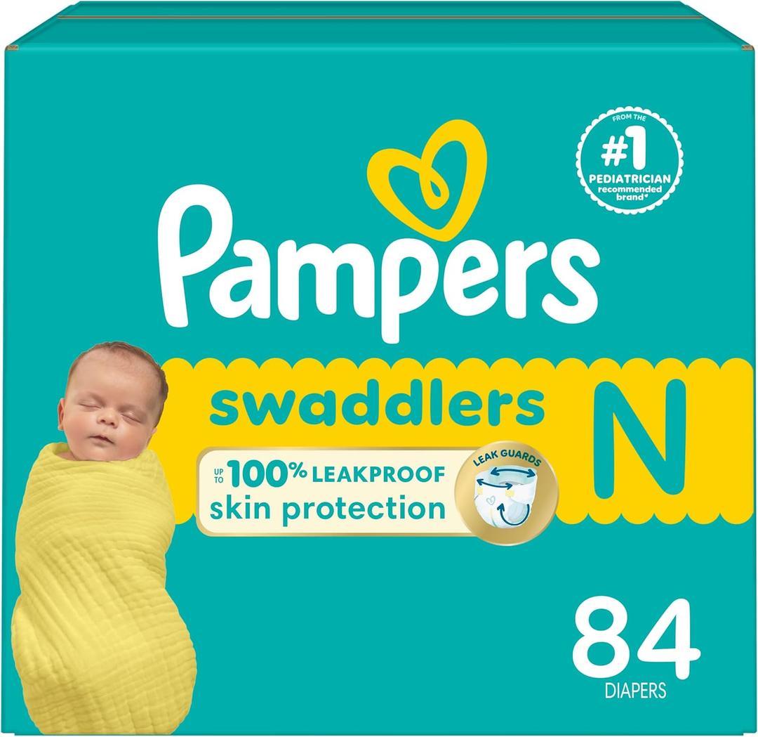 Pampers Baby Diapers - Swaddlers - Size 0, 84 Count, Ultra Absorbent Disposable Newborn Diaper