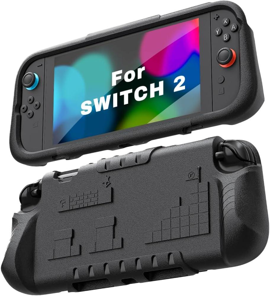 Kids Case for Nintendo Switch 2 with Game Card Slots,Kid Friendly Ultra-Light Anti-Fall & Shockproof EVA Switch 2nd Protection Cover with Ergonomic Grip, Durable Gaming Protective Shell for Teens (Black)