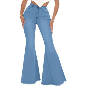 Bell Bottom Jeans for Women Skinny Flared Jeans Elastic High Waisted Vintage 70s Classic Stretchy Wide Leg Denim Pants (X-Large, 33blue)