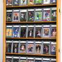 Graded Trading Card Display Case 35 Sport Baseball Football Oak Wood USA Cabinet