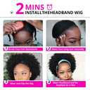 Ms Taj Headband Wig Human Hair Short Afro Kinky Curly Headband Wigs for Black Women Human Hair Glueless Afro Wigs for Women 150% Density Brazilian Virgin Hair Natural Black (10 inch)