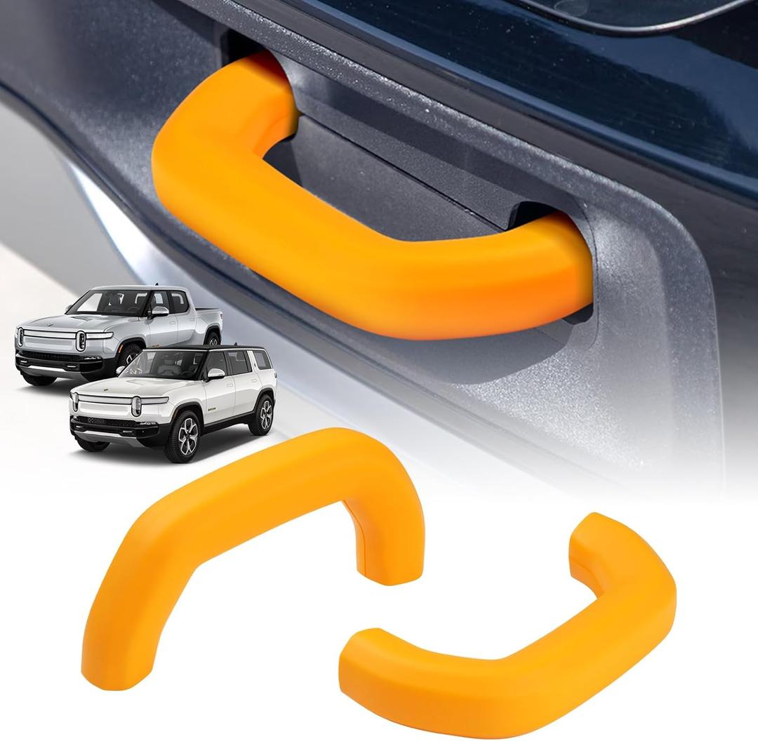 Karltys 2 Tow Hook Covers for Rivian R1S & R1T 2022-2025, Yellow Hitch Cover Front Customized Tow Hooks Compatible with Rivian Accessories 2025