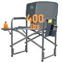 TIMBER RIDGE Aluminum Oversized Camping Chair, Lightweight Portable Directors Chair with Side Table Detachable Side Pocket for Outdoor Camping, Lawn, Picnic, Support 400lbs Gray (Grey)