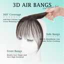 Benehair Clip on Bangs Real Human Hair with 360 Full Coverage, 3D Air Bangs for Daily Wear, Natural Seamless Fit for Women Natural Black