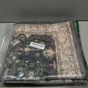 Black Entryway 2x5 Runner Rug, Small Throw Runners for Kitchen Bedroom Bathroom Laundry Room, Vintage Floral Decor & Non-Slip Low-Pile Washable Stain Resistant, Dark Ashen Charcoal