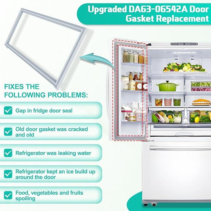 Upgeaded DA63-06542A Refrigerator Door Gasket Replacement for Samsung Refrigerator French Door Seal, 39.57"x16.93" Refrigerator Seal Replace Part DA97-07191A, 2813286, AP5323696 Fridge Door Gasket