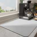 Ecotrim Absorbent Coffee Mat , Stain Hiding PU Leather Surface, Non-Slip Natural Rubber Backing, Quick Dry Mat for Espresso Machine, Kitchen Counter ,Light Grey | 12" x 19"