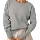 Yousify Womens Crewneck Knit Sweaters Casual Long Sleeve Loose Fit Fall Basic Soft Pullover Jumper Tops
(Medium, Grey)
