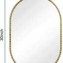 Oval Mirror for Wall, 20x30 Inch Gold Oval Bathroom Mirror, Antigue Gold Vanity Mirrors, Metal Floral Frame Mirror for Bedroom Living Room Hallway, Hangs Horizontally or Vertically