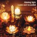 meekoo 12 Pcs Crystal Glass Lotus Candle Holders Lotus Crystal Tealight Candle Holders for Christmas Home Decor Wedding Party
