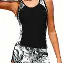 blibean Girls Swimsuits Two Piece Floral Tankini Bathing Suit Size 6-15 Years (14-15)