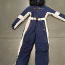 Zwurew Womens Winter Ski Suit Outdoor Sports Waterproof Snowsuit Fur Collar Ski Jumpsuit Coat (Medium, Navy Blue)