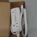 Flat Plug Extension Cord 3 Feet with 4 AC Outlets 3 USB Ports (5V/3.4A 17W), Flat Plug Power Strip Compact for College Dorm, Travel, Home, White