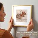 Memory Island 12x12 with 8x8 Photo Frames for Wall and Tabletop Display, 12 by 12 Gold Picture Frames with HD Plexiglass, Set of 15