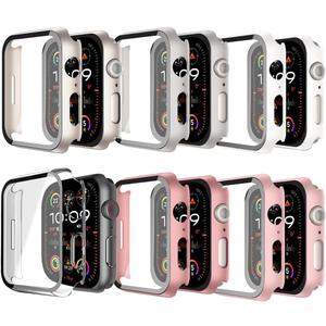 2 x 6 Pack Case Tempered Glass Screen Protector for Apple Watch Cover Series 10 9 8 7 6 5 4 3 2 1 SE Ultra 38mm 40mm 41mm 42mm 44mm 45mm 46mm 49mm, Thin Scratch Resistant Full Protective Hard PC Bumper (Pink/Rose Gold/Starlight/Silver/White/Clear)