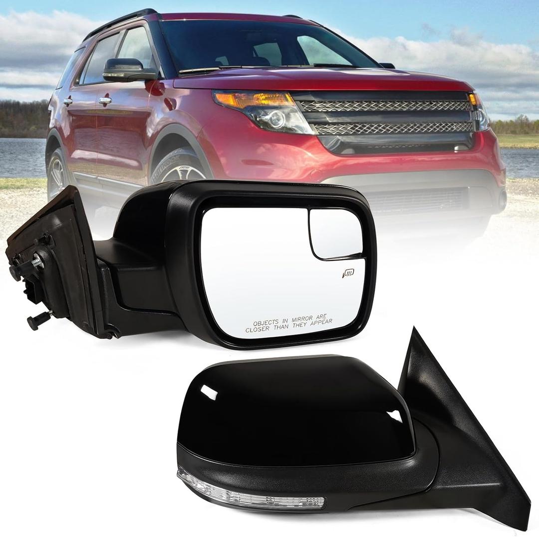 Right Passenger Side Mirror Fits 2011-2019 Ford Explorer With Power Heated Turn signal And Puddle LightWithout Power Folding 7Pins Replaces GB5Z17682BA,BB5Z17682BA,FO1321554