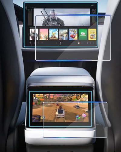 KOOGEN 2 Pack Tempered Glass Screen Protector for Tesla Model X/Model S 2023-2026,17" Infotainment Screen & 9.4" Second Row Film Compatible With 2026 2025 2024 Car Accessories (Model X/S 17" Navigation + 9.4" gauge, Transparent)