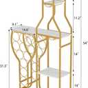 5-Tier Wine Rack Freestanding Floor, 11 Bottles Modern Wooden Wine Holder-Storage Cabinet for Home Bar, Kitchen, Dining Room Space Saving Bar Stand with Easy Assembly.(Gold/White)
