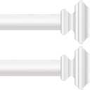 KAMANINA White Curtain Rods for Windows 48 to 84 Inches, 1 Inch Curtain Rod 32 to 86 inch(2.6-7.1ft), Single Drapery Rods with Square Finials, Pack of 2 