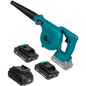 Cordless Leaf Blower with 2 Batteries and Charger,2-in-1 Lightweight Electric Mini Small Handheld Battery Powered Sweeper/Vacuum for Lawn Care,Patio,Blowing Leaves and Snow