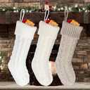 Fancy Knitted Xmas Stockings, 2 Pieces, White