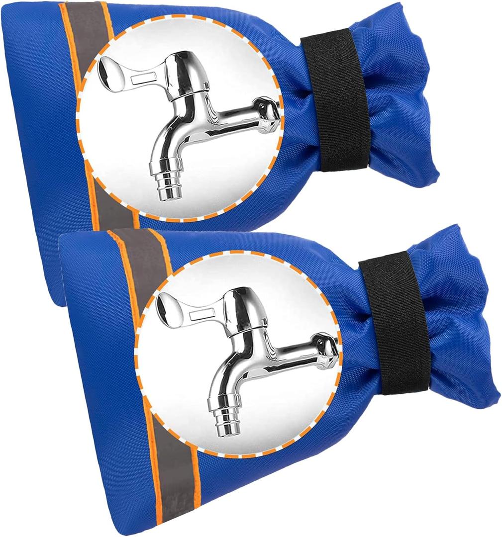 3 x Outdoor Faucet Socks - 10'H x 6.3'W for Winter Freeze Protection, 2 Piece Tap Cover, Reusable Spigot Cover - Blue
