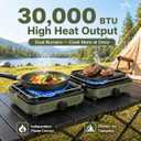 Hisencn 2 Burner Propane Camping Stove, 30000 BTU Foldable Portable Gas Stove with Cookware Set & Carry Bag, Outdoor Cooking for Camping, RV, Emergency Use, Green