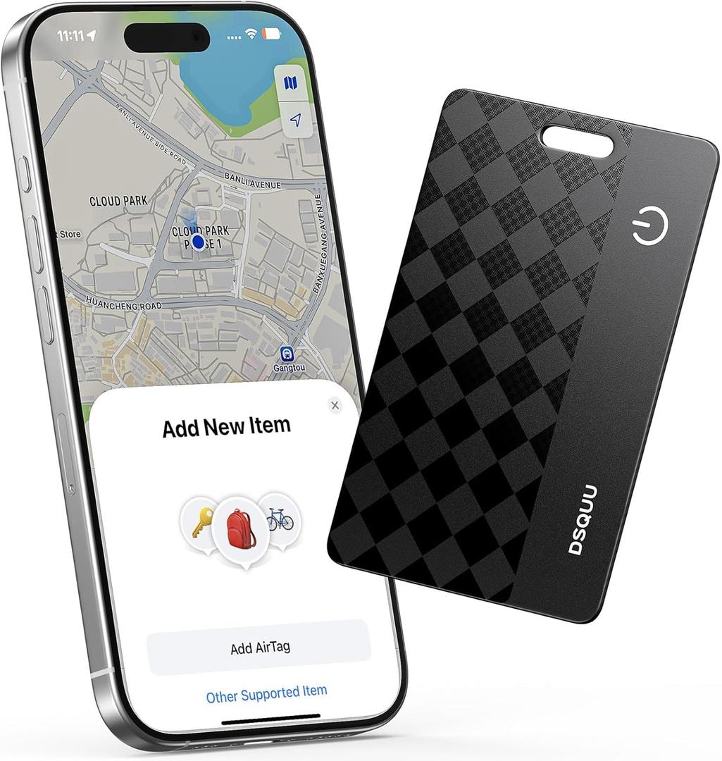 Wallet Tracker Card Air-Tag (iOS Only) Works with Apple Find My, Bluetooth Tracker Smart Card Wallet Finder 0.07in Slim Rechargeable IP68 Waterproof Item Locator for Wallets, Keys, Luggage & Passports (1 Pack)