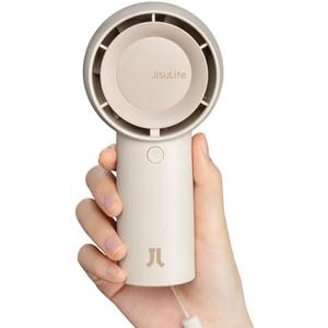 JISULIFE Handheld Portable Turbo Fan [16H Max Cooling Time], 4000mAh USB Rechargeable Personal Battery Operated Mini Small Pocket Fan with 5 Speeds for Travel/Outdoor/Vacation/Concerts - Brown
