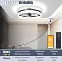 VOLISUN Low Profile Ceiling Fans with Lights and Remote, Fandelier Ceiling Fan Flush Mount, 3000K-6500K Smart Bladeless LED Fan Light, Black Modern Ceiling Fans with Lights for Bedroom (19.7 INCH)