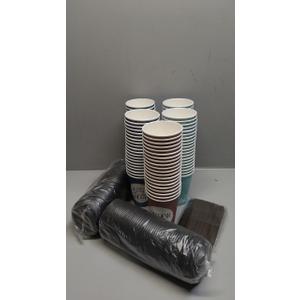 Disposable Coffee Cups with Lids and Straws - 16 oz (100Set) Togo Hot Paper Coffee Cup with Lid To Go for Beverages Espresso Tea Insulated Reusable Cold Drinks Ripple Cups Protect Fingers From Heat