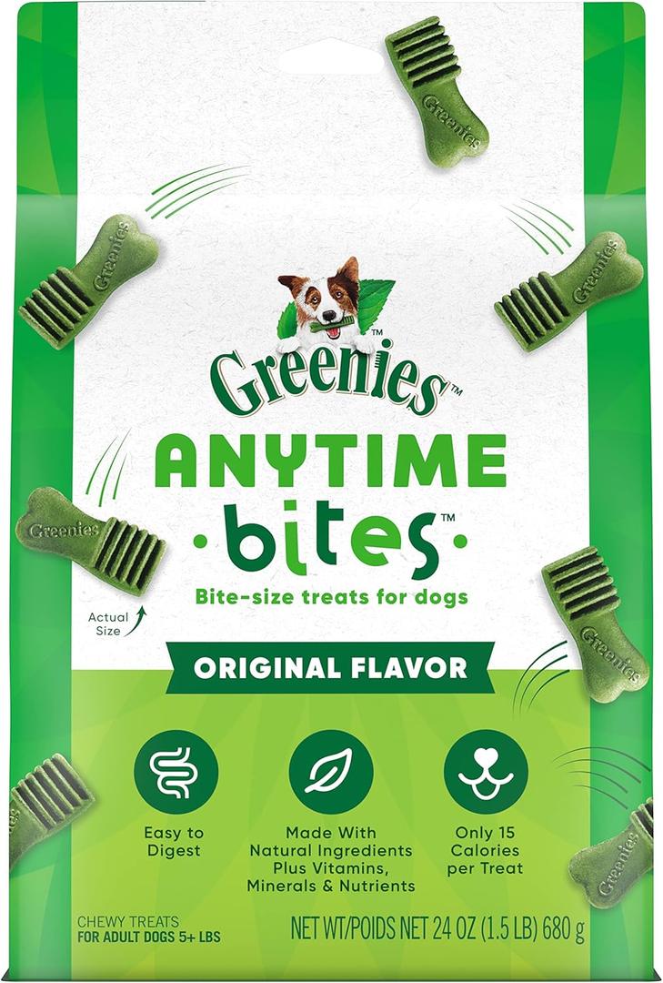 Greenies Anytime Bites Dog Treats, Original Flavor, 24 oz. Bag, 1.5 Pound, Best By: 25 DEC 26