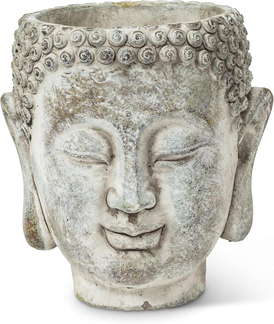 Abbott Collection 27-DHARMA/350 SM Small Buddha Head Planter, Grey (5.5" H)